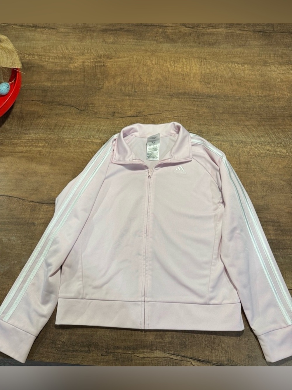 Adidas Pink Track Jacket Womens XS 3 Stripe Zip Up Athleisure